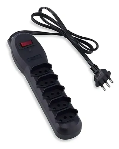 Filtro De Linha 5 Tomadas Slim Bivolt 10a Force Line - Preto 127V/220V