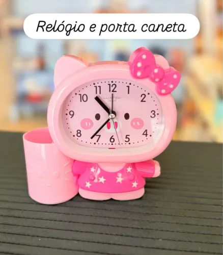Relógio e porta canetas hello kitty 