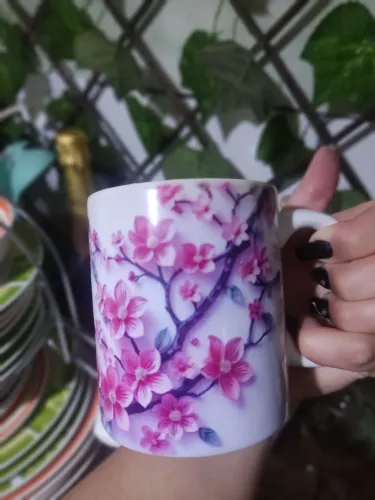 Xícara caneca porcelana de flor 