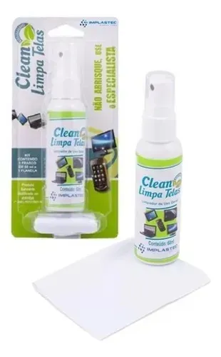 Kit Limpeza de Telas Limpa Pra Por Película 60ml Pano Microfibra Tela NotBook Tv Led etc