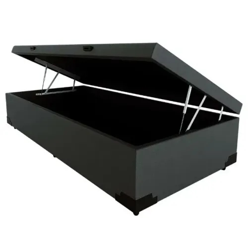 Base Box Baú Solteiro Blindado Cinza - Entrega Rápida! 