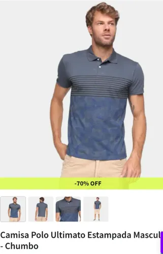 Camisa Polo Ultimato Estampada Masculina - Tamanho P