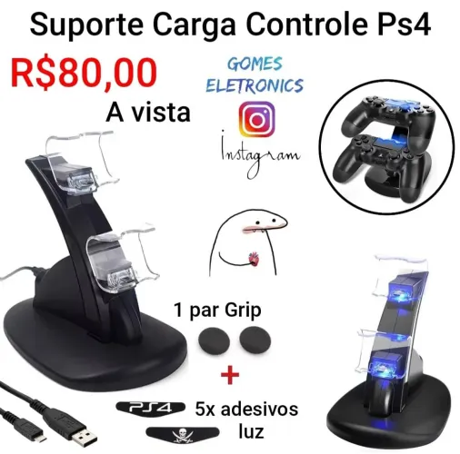Carregador para controle PS4 suporte Dock vertical Playstation 4 R$80,00 Loja fisica