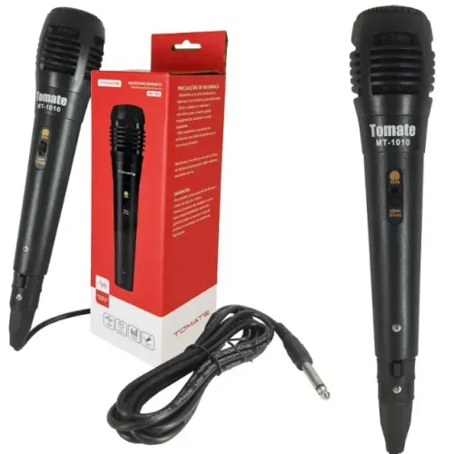 Microfone Profissional Karaokê Dinâmico Unidirecional Com Fio 2,5 METROS Conector P10
