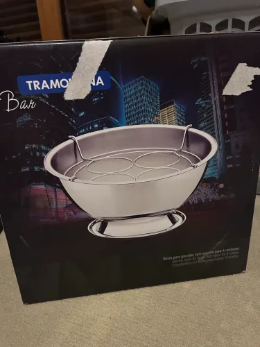 TRAMONTINA Balde para garrafas com suporte para 4 unidades inox