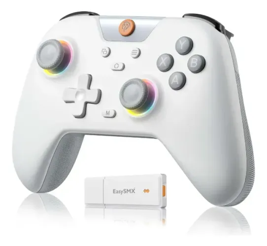 controle easysmx sem fio branco e preto 