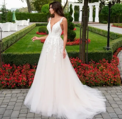 Vestido de noiva renda e tule - Novo
