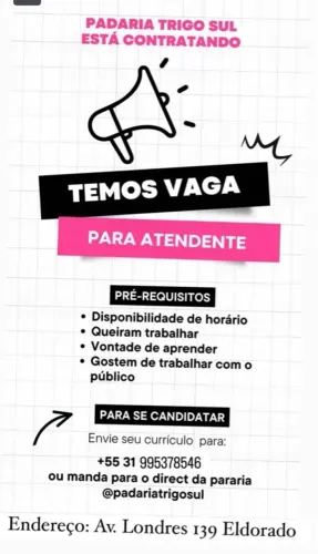 VAGA DE EMPREGO (BALCONISTA)