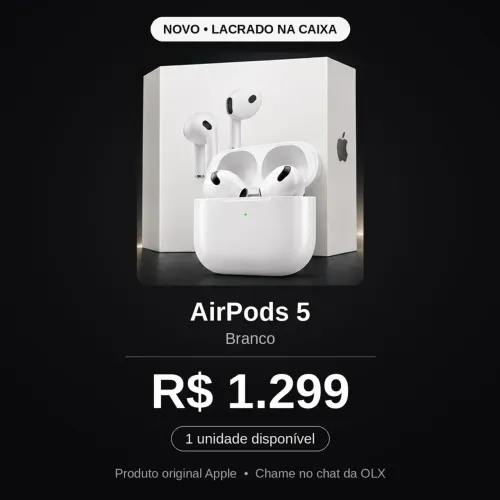 AirPods 5 Apple Branco - Novo Lacrado