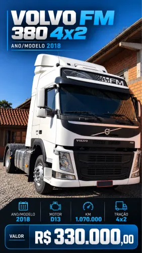 Volvo FM 380 4x2 2018 Motor D13 1.070.000 km