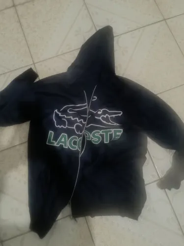 Blusa de frio com zíper da Lacoste azul marinho 