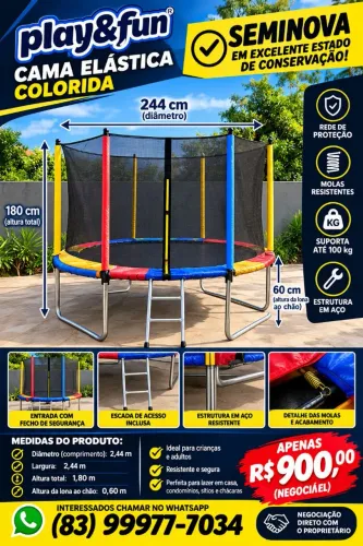 Cama elástica/pula-pula semi-novo em bom estado de conservação! Ideal para festas e lazer