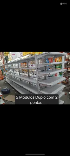 prateleira gondola central 5 módulos com 2 pontas