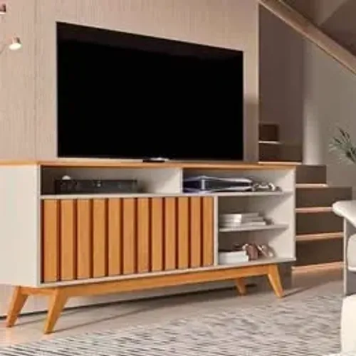 Rack P/ tv de áte 55 polegadas turim com portas ripada Novo Direto da Fabrica