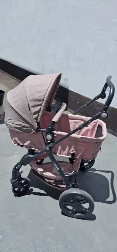 Carrinho Travel System + Bebê Conforto Modelo Poppy Cosco Rosa Mescla