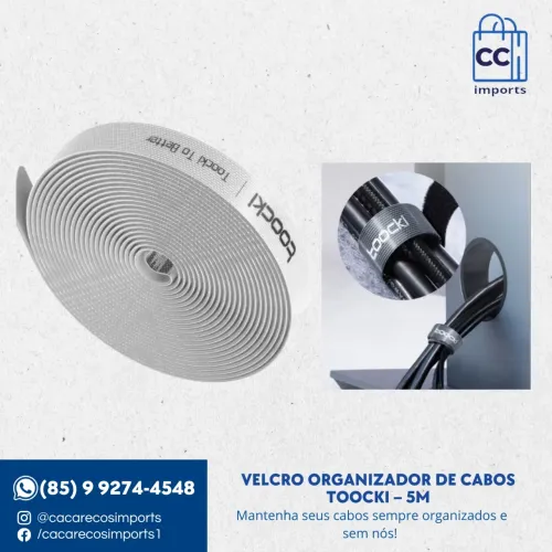 Velcro Organizador de Cabos Toocki - branco 5m