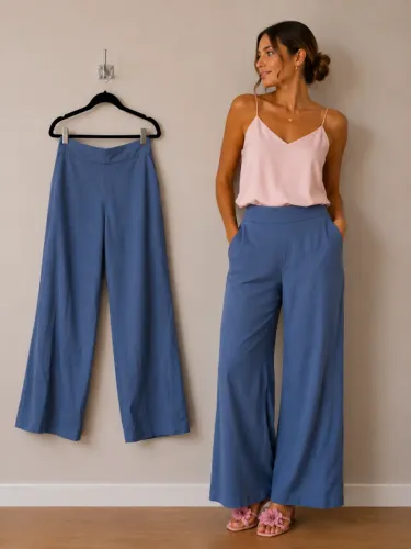 Calça azul pantalona 40