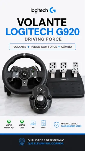 VOLANTE LOGITECH G920 DRIVING FORCE VOLANTE + PEDAIS COM FORCE + CÂMBIO