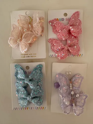 4 kits presilhas borboletas para o cabelo 