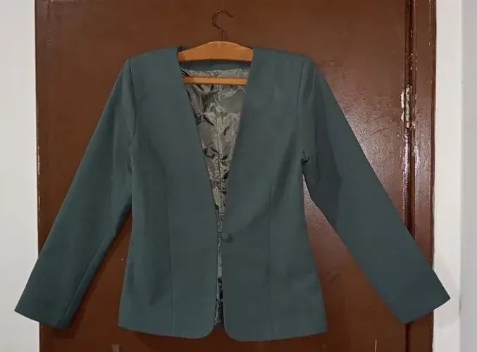 Blazer Alfaiataria Feminino Blue Steel Verde Musgo Social Elegante Viscolinho - M