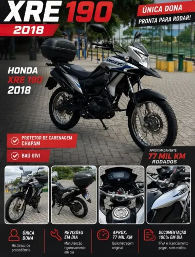 XRE 190 2018 Muito Conservada | Única Dona | 77.000 km | Revisões em Dia