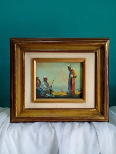 Tela com moldura - óleo sobre tela - Beduínos Artista : A. Kinsky