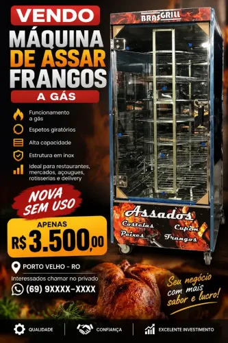 ? MÁQUINA DE ASSAR FRANGO A GÁS - NOVA, ZERO USO ?