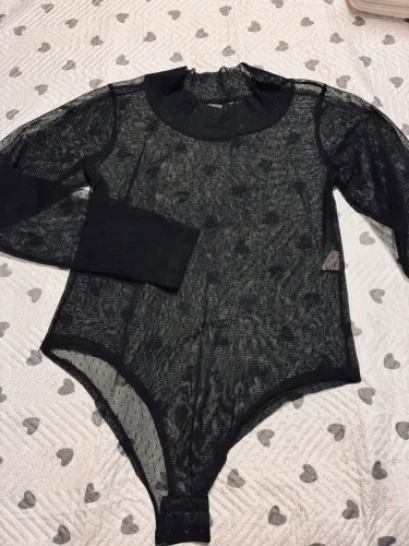 Body Feminino em Tule Transparente - Manga Longa (M)