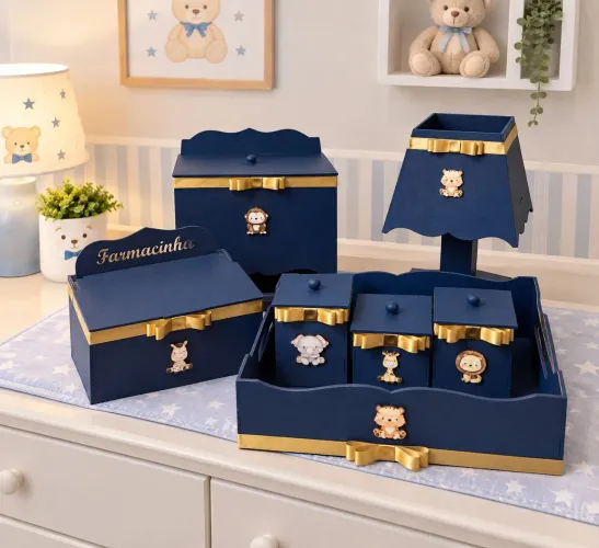 Kit higiene de bebe bebe em mdf