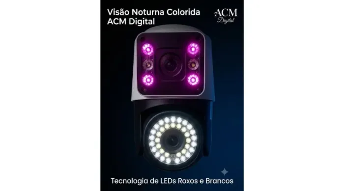 Câmera de Segurança WiFi Externa 360° Dupla Lente - Visão Noturna Colorida - Nova