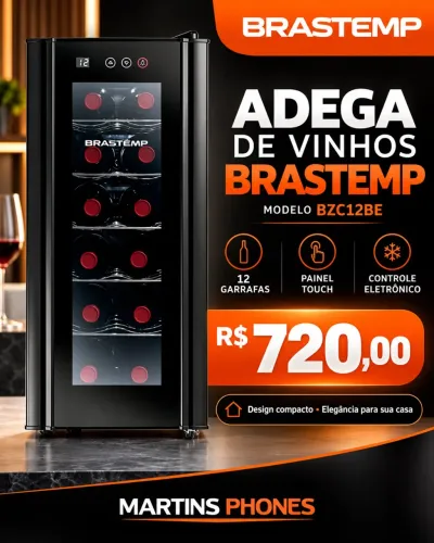 Adega De Vinhos Brastemp Para 12 Garrafas Com Painel Touch BZC12BE Preto