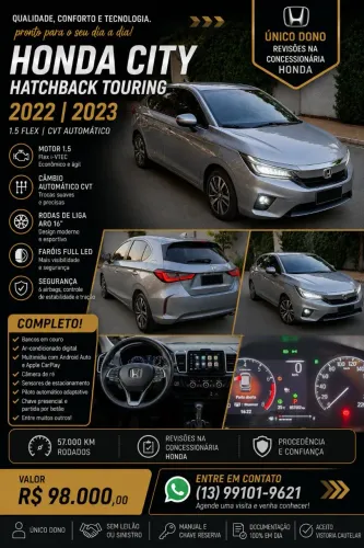Honda City Hatchback Touring 1.5 Flex 16V Aut. 2023