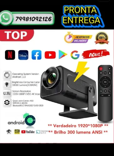 Projetor Portátil de imagem HY320 atualizado com 5G WiFi integrado e Android