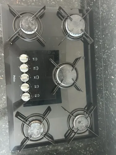 Cooktop a Gás Philco de 5 Bocas em Vidro Temperado Preto