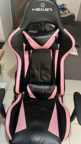 Cadeira Gamer Sniper Preta e Rosa Healer