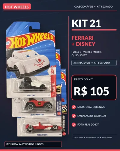 Kit 21 - Hot Wheels Ferrari F2004 Mickey Mouse Quick Chat