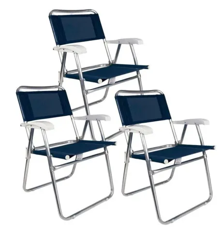 3x Cadeira MOR Master Sannet Alumínio Azul