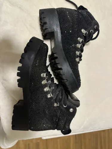 Bota Steve Madden original feminina preta com brilho - estilo luxo - pouco uso