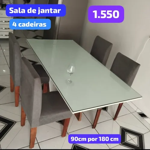 Sala de jantar 4 cadeira fino desgn