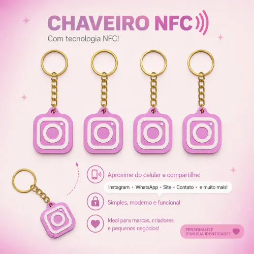 Chaveiro NFC para Instagram | Aproxime e Abra o Perfil Instantaneamente