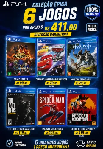 6 Jogos PS4 Originais - Spider-Man, Red Dead Redemption 2, The Last of Us e Mais
