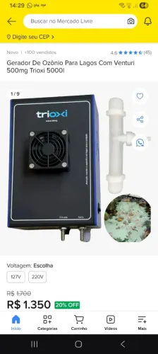 Gerador de ozonio trioxi 500mg trioxi 5000L 220w