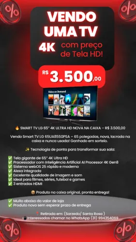 TV LG 65" 4k 