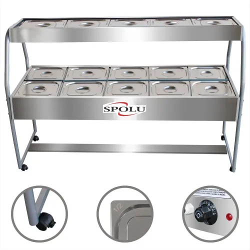 Ac buffet duplo 10 quente 5 frio inox