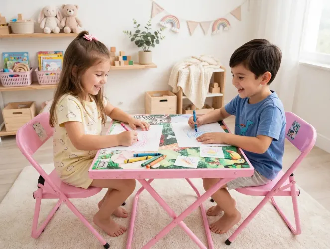 Mesa com cadeira pra criança brincar