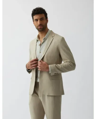 Alta Costura Alfaiataria Terno / Costume Linho Natural Novo Aviator (Paletó + Calça)