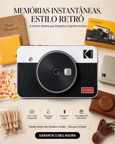 Kit Exclusivo Americano Câmera Kodak Minishot 2 retrô C210R instantânea