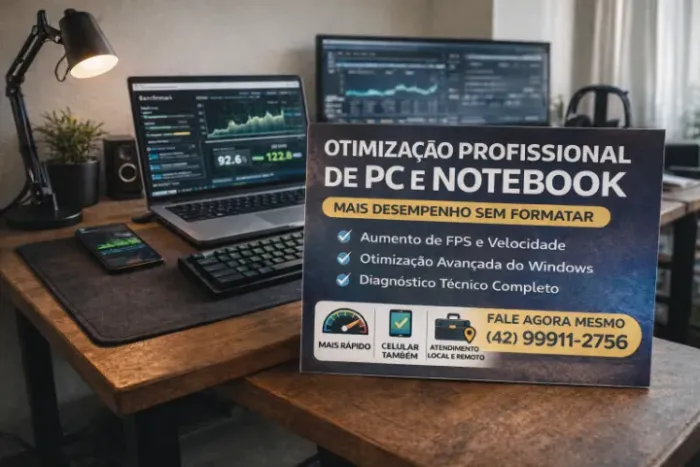 Suporte técnico em informática e celulares, otimização, limpeza e atualizações.