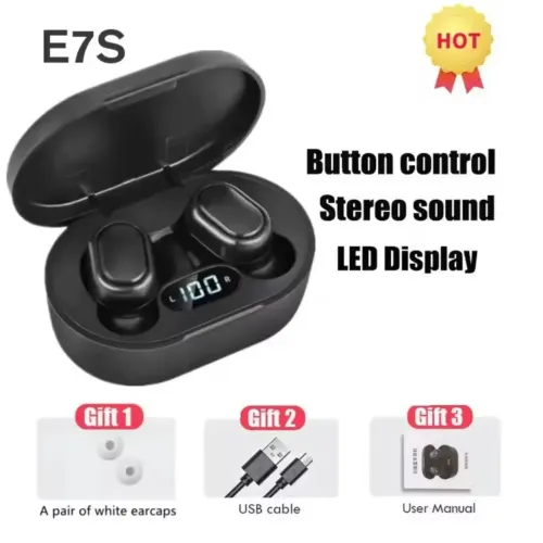 Fone Bluetooth E7S TWS Sem Fio Com Display LED de Bateria - Novo