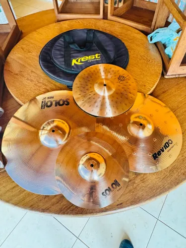 Kit pratos (chimbal / condução / crash / Splash + bag)